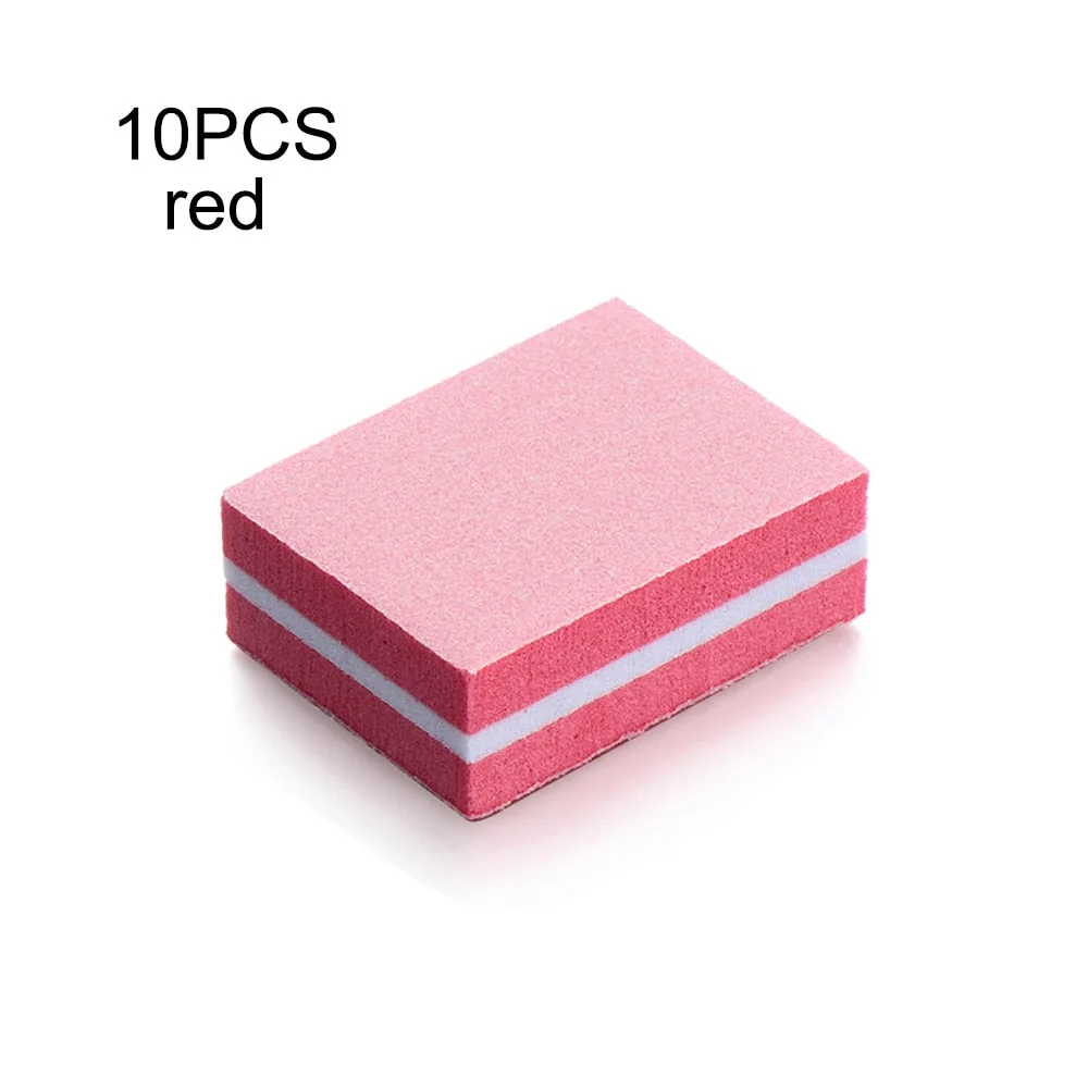 10Pcs lot Double-sided Mini Nail File Blocks Colorful Sponge Nail Polish Sanding Buffer Strips Polishing Manicure Tools-Nail Inspo