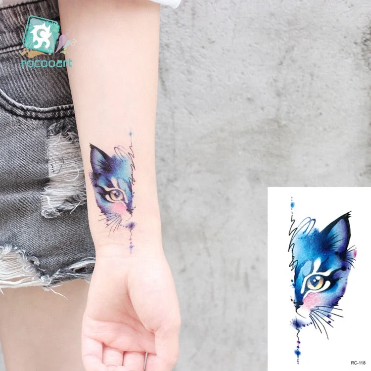 Rocooart Animal Waterproof Temporary Tattoo Sticker Flamingo Cat Fox Tatoo Body Art Women New Fake Taty Tatuaje Cute Small Tatto