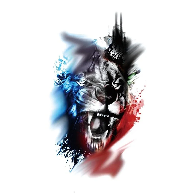 Sdrawing Temporary Tattoos Man Forest Color Painting Tattoo Sticker Tiger Wolf Fake Tattoo for Women Tatto Sleeves for Arm