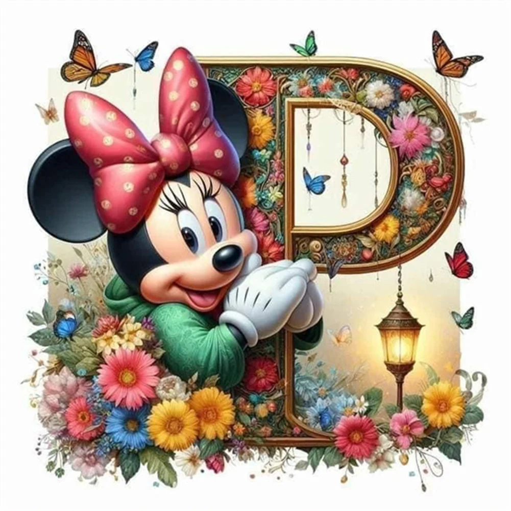 Partial AB Diamond Painting - Full Round Drill - Mickey Minnie Letters(Canvas|35*35cm)