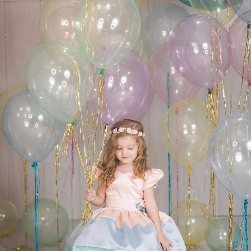 20Pcs/lot 12inch Crystal Bubble Balloons Colorful Transparent Latex Balloons Birthday Party Decor Wedding Summer Helium Globals