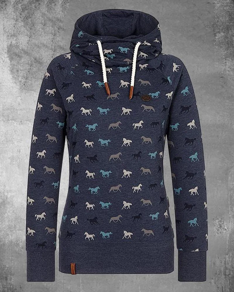 woman's casual long-sleeved hooded sweatshirt-111021