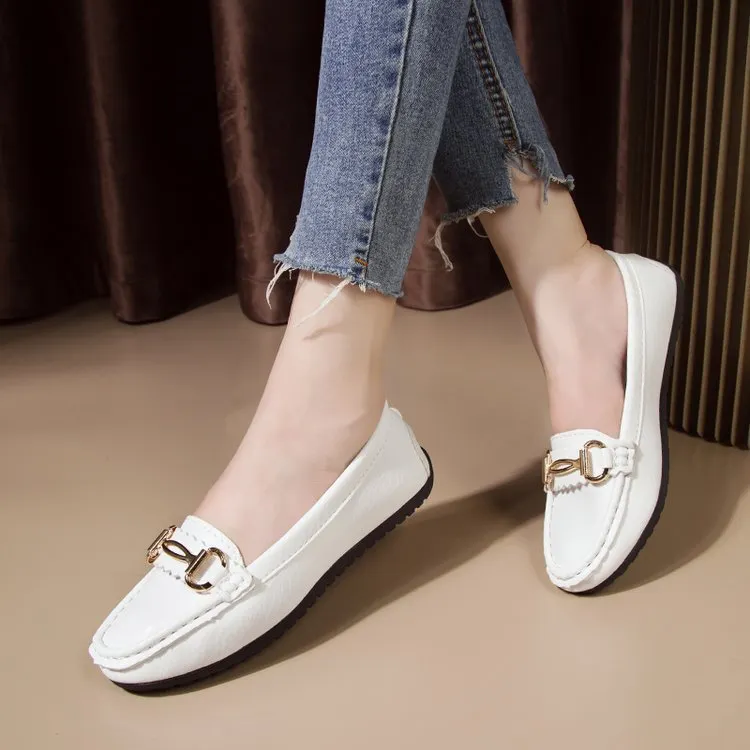 New Fashion Women's Flat Shoes Genuine Leather Shoes For Women Slip On Casual Flat Shoes Women Loafers Soft Nurse Ballerina Shoe