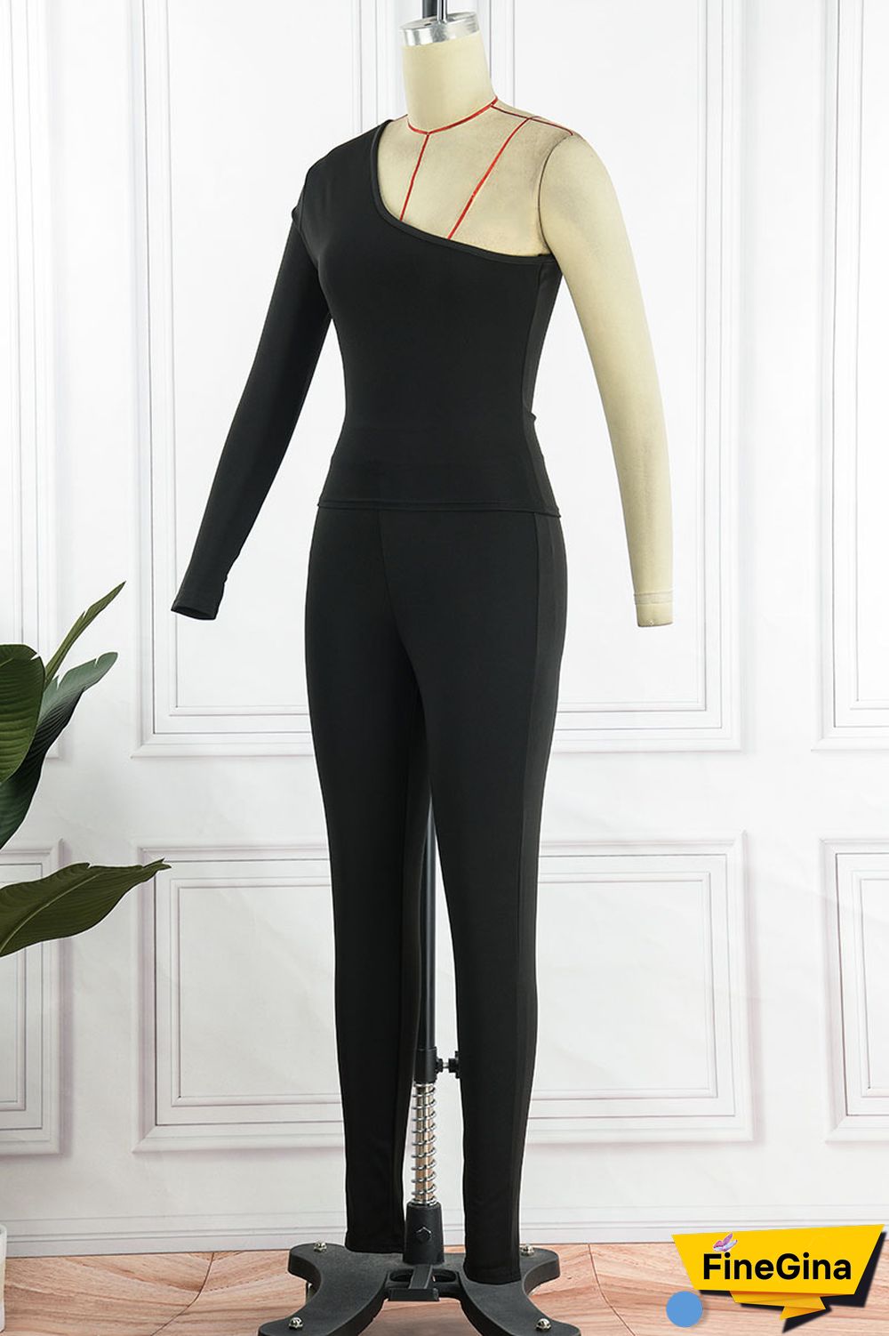 Red Sexy Solid Patchwork Oblique Collar Long Sleeve Two Pieces