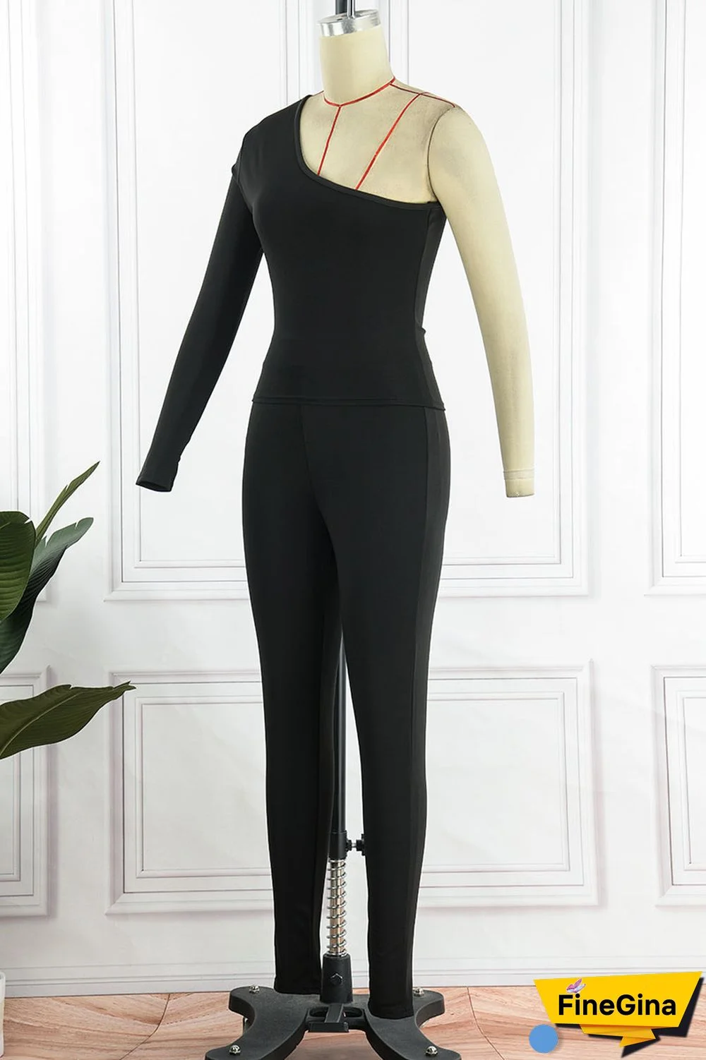 Red Sexy Solid Patchwork Oblique Collar Long Sleeve Two Pieces