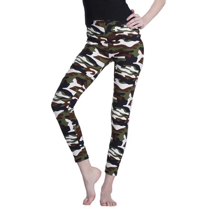 CUHAKCI Women Camouflage Leggings Fitness Military Army Green Leggings Workout Pants Sporter Skinny Adventure Leggins