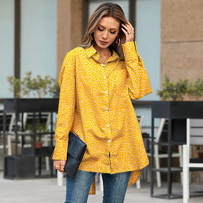 Pretty Summer Bloom Ditsy Floral Long Sleeve Blouses