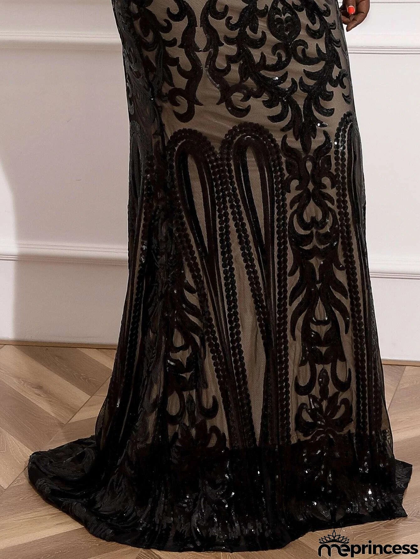 Missord Plus Mermaid Hem Sequin Prom Dress P0017