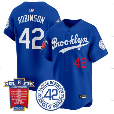 Men's Brooklyn Dodgers #42 Jackie Robinson Royal Stitched Baseball Jersey UWVO