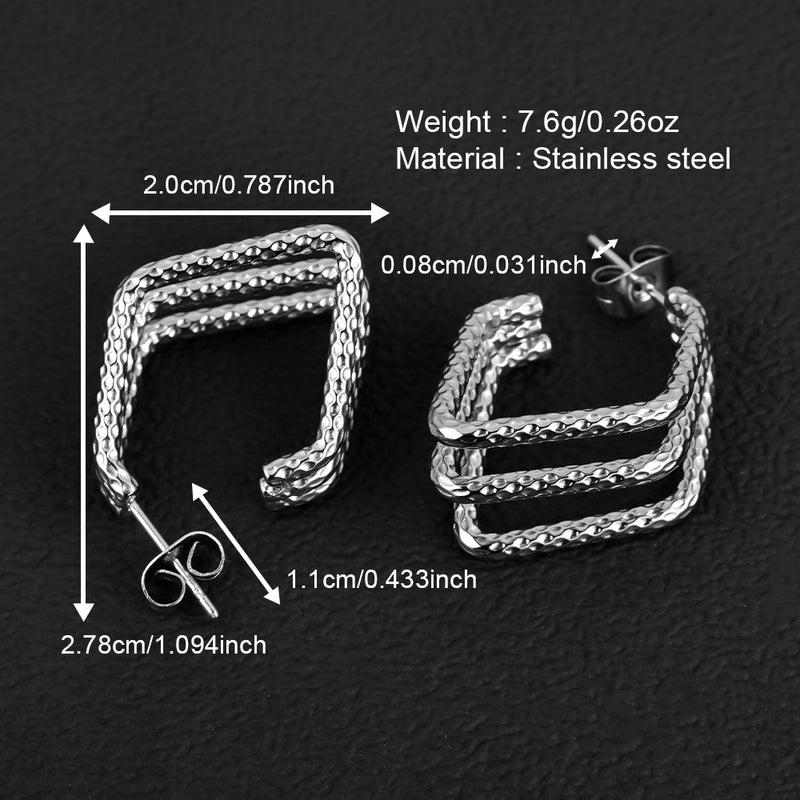 1 Pair Minimalist Geometric Polishing Hollow Out 201 Stainless Steel 18K Gold Plated Ear Studs