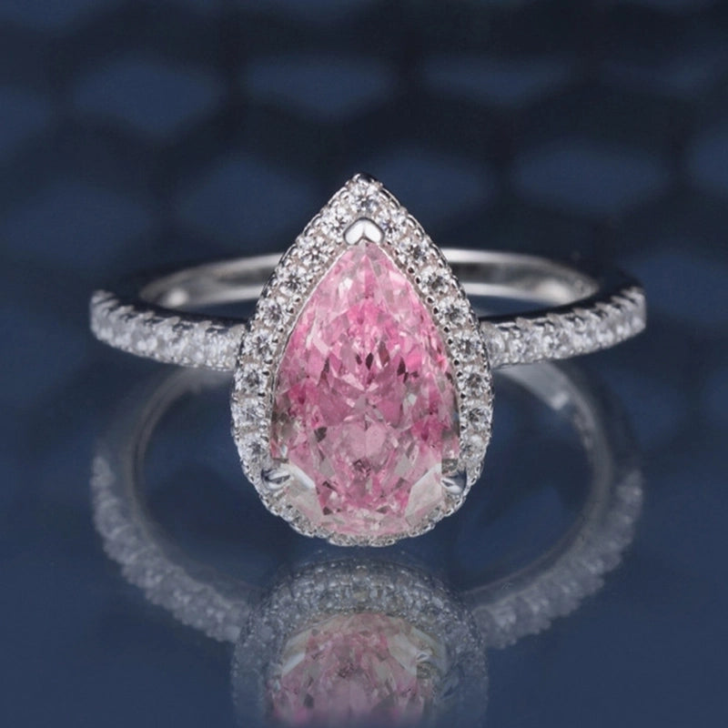 White Gold Plated 925 Sterling Silver High Carbon Diamond Geometric Rings