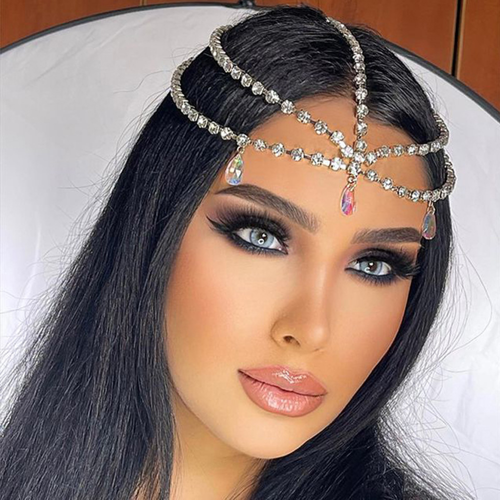 Ethnic Drop Multi-Layered Rhinestone Hair Chain