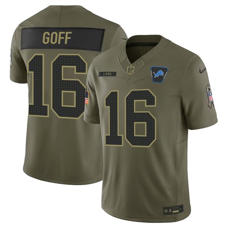 Youth's Detroit Lions #16 Jared Goff  Olive 2025 Salute to Service Retired Limited Jersey
