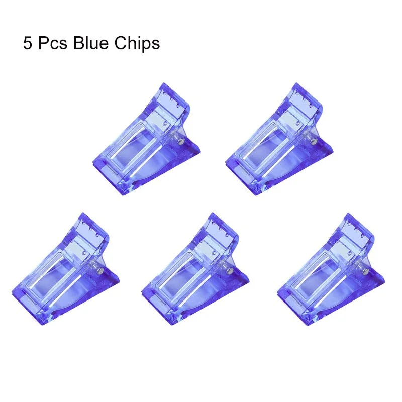 5Pcs Nail Tips Clip Quick Building Poly Nail Gel Assistant Tool DIY Manicure Plastic Extension Clamp Clear/Red/Pink/Blue-Nail Inspo
