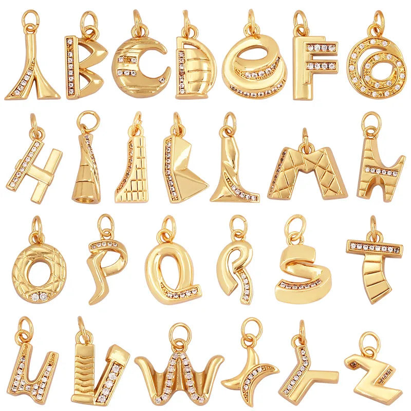 1 Piece 15 * 19mm Hole 5~5.9mm Copper Zircon Letter Heart Shape Pendant Jewelry Accessories