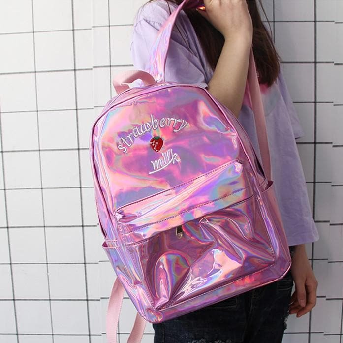 4 Colors Hologram Strawberry Milk Backpack SP13635