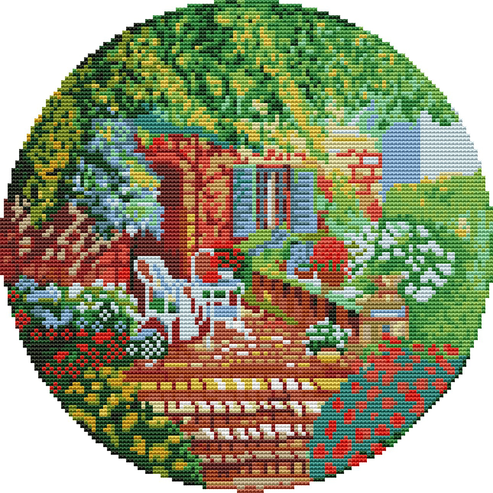 

Green Garden - 11CT Stamped Cross Stitch - 36*36CM, 501 Original