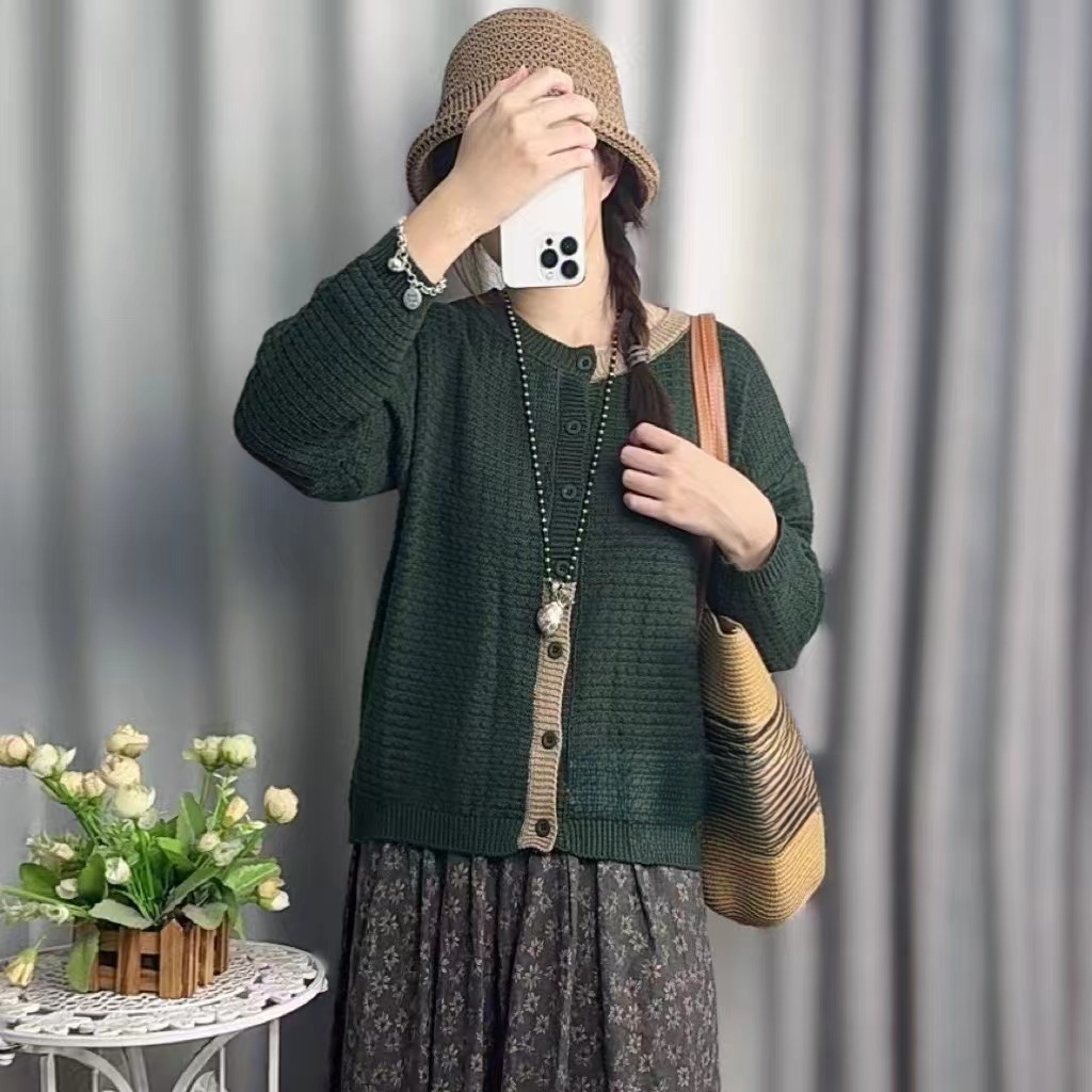 Chicfifth Sweater Women Winter Long Sleeve High Quality Autumn Vintage Top Knitted Cardigan