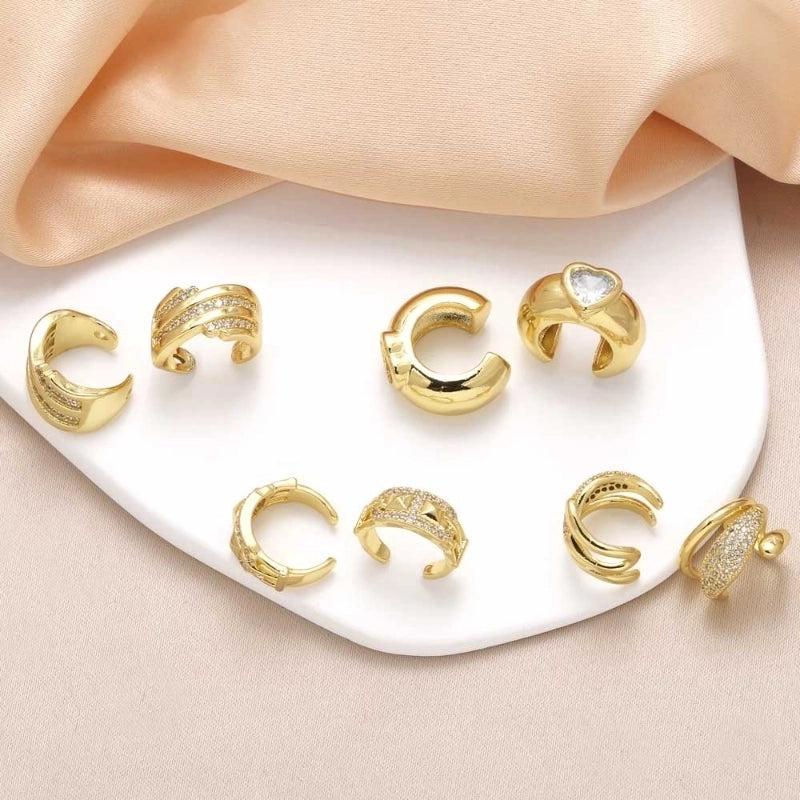1 Pair Modern Style Minimalist C Shape Plating Inlay Copper Zircon 18K Gold Plated Ear Cuffs