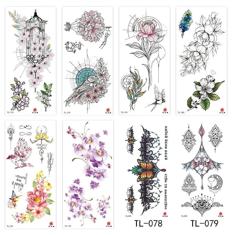 Flower animal totem romantic beautiful bird fragrance waterproof lasting men and women personality temporary tattoo stickers