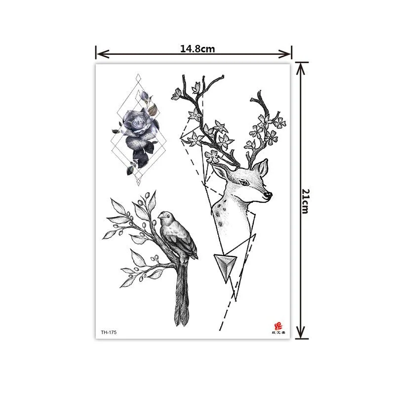 2021 New Plain Flower Arm Tattoo Sticker Flower Waterproof Tattoo Color Animal Tiger Tattoo Sticker