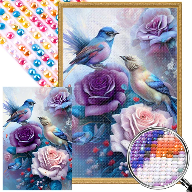 Flowers And Birds 40*60CM(Canvas)(Picture)  Full AB Round Drill Diamond Painting gbfke
