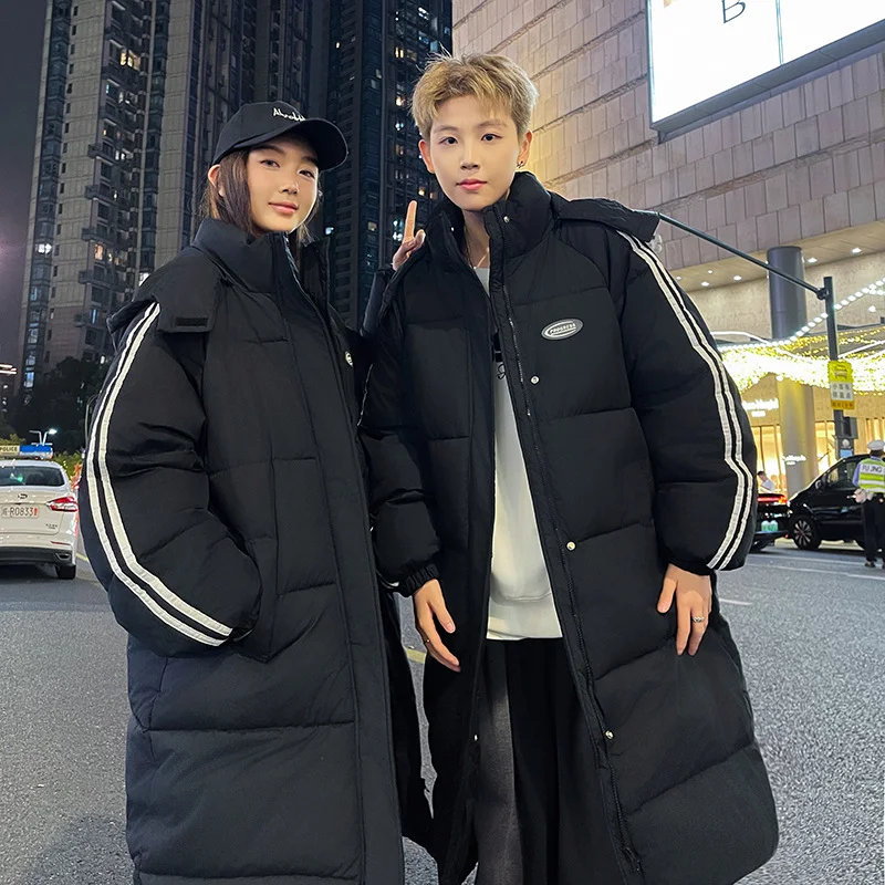 Woherb 2024 Autumn College Wind Loose Casual Female Long Thickened Lovers Over The Knee Korean All-Match Winter Coat Black-Outfit Ideas