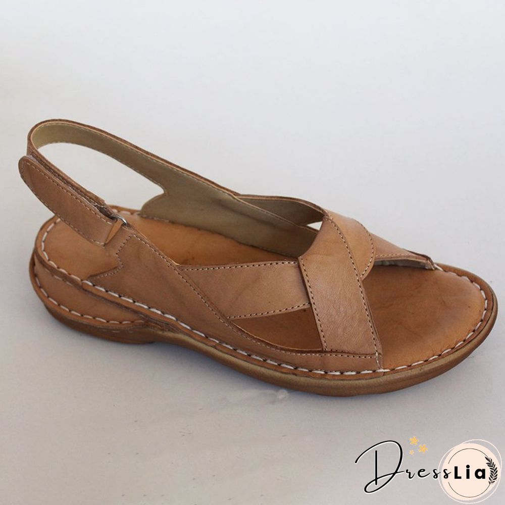 Women Leather Ethnic Summer Comfy Weave Soft Sole Sandals