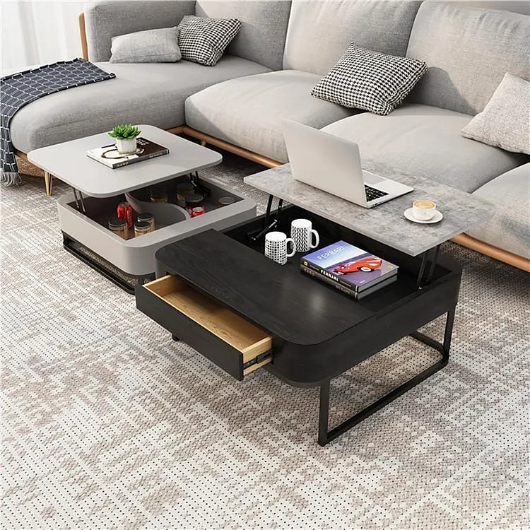 Homemys Modern Lift-top Coffee Table Set with Hidden Storage and Drawer