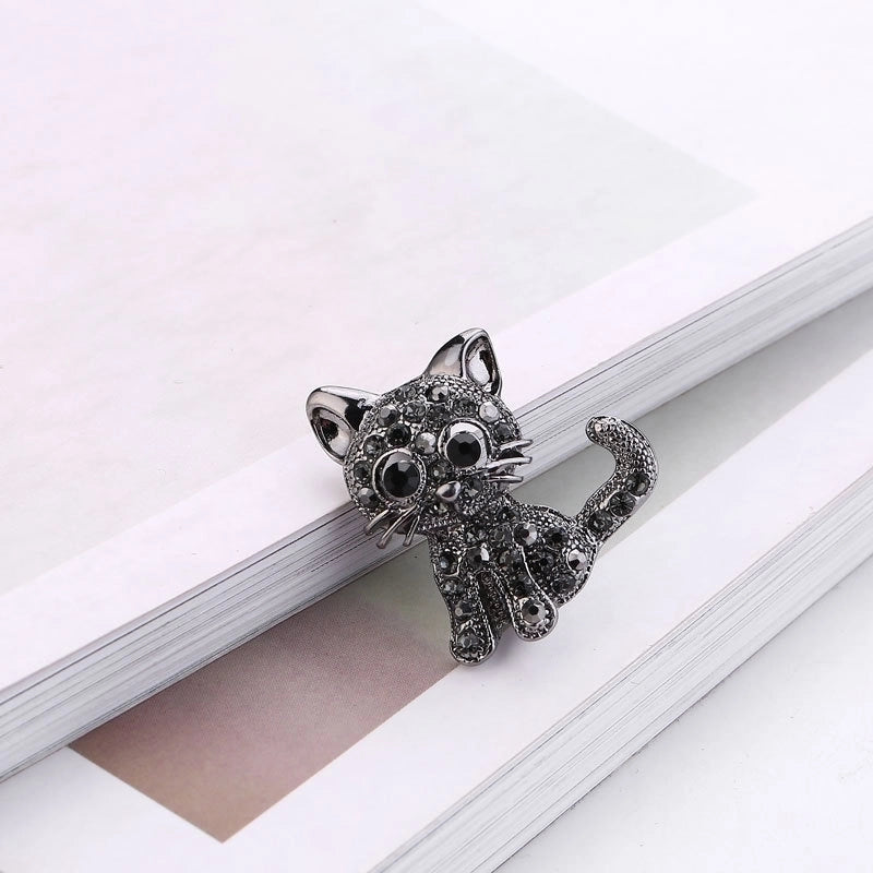 Cute Pin Cat Alloy Plating Inlay Zircon Unisex Brooches