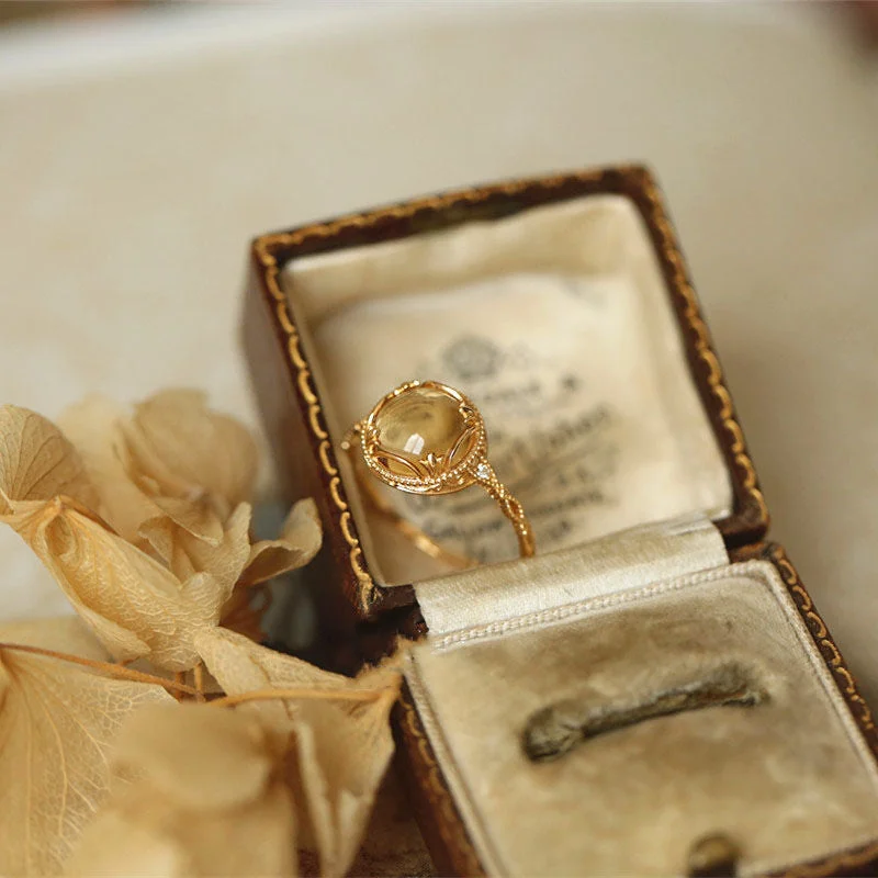 Citrine Wealth Lucky Retro Ring