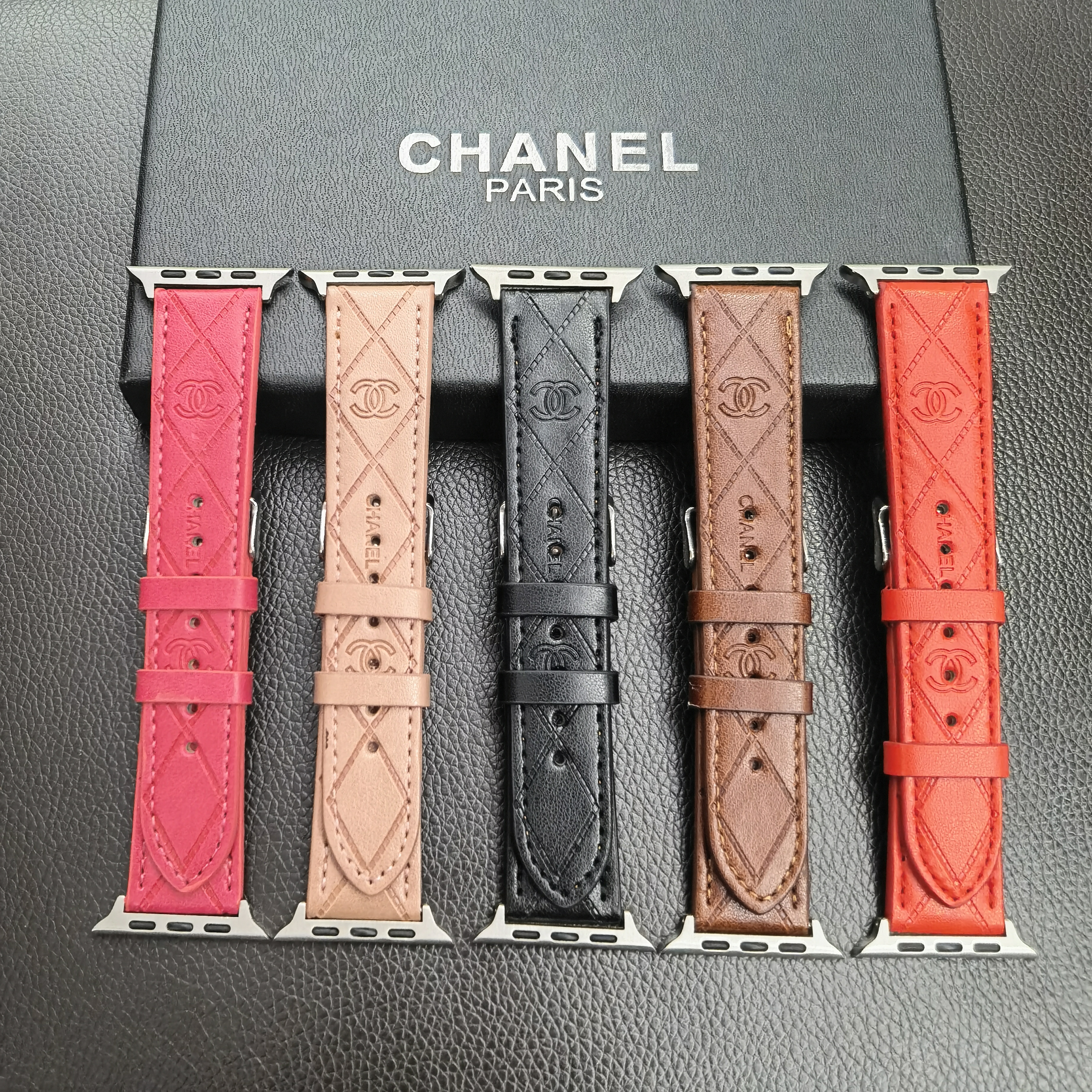 Chanel 3D Embossed Genuine Leather Apple Watch Band