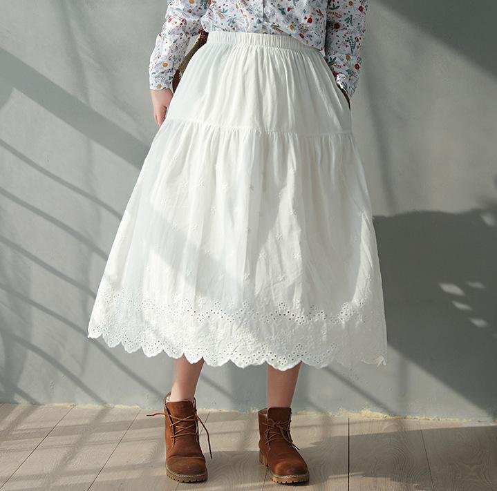 Queenfunky cottagecore style Vintage Cotton Skirt QueenFunky