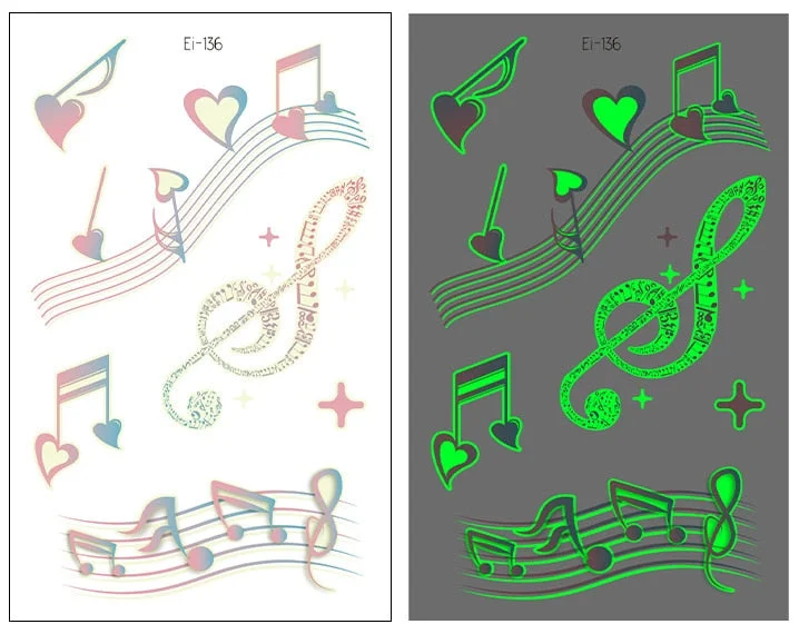 Night Luminous Tattoo Butterfly Starry Star Universe for Kids Fake Tattoo Glowing In Dark Waterproof Temporary Tattoo Stickers