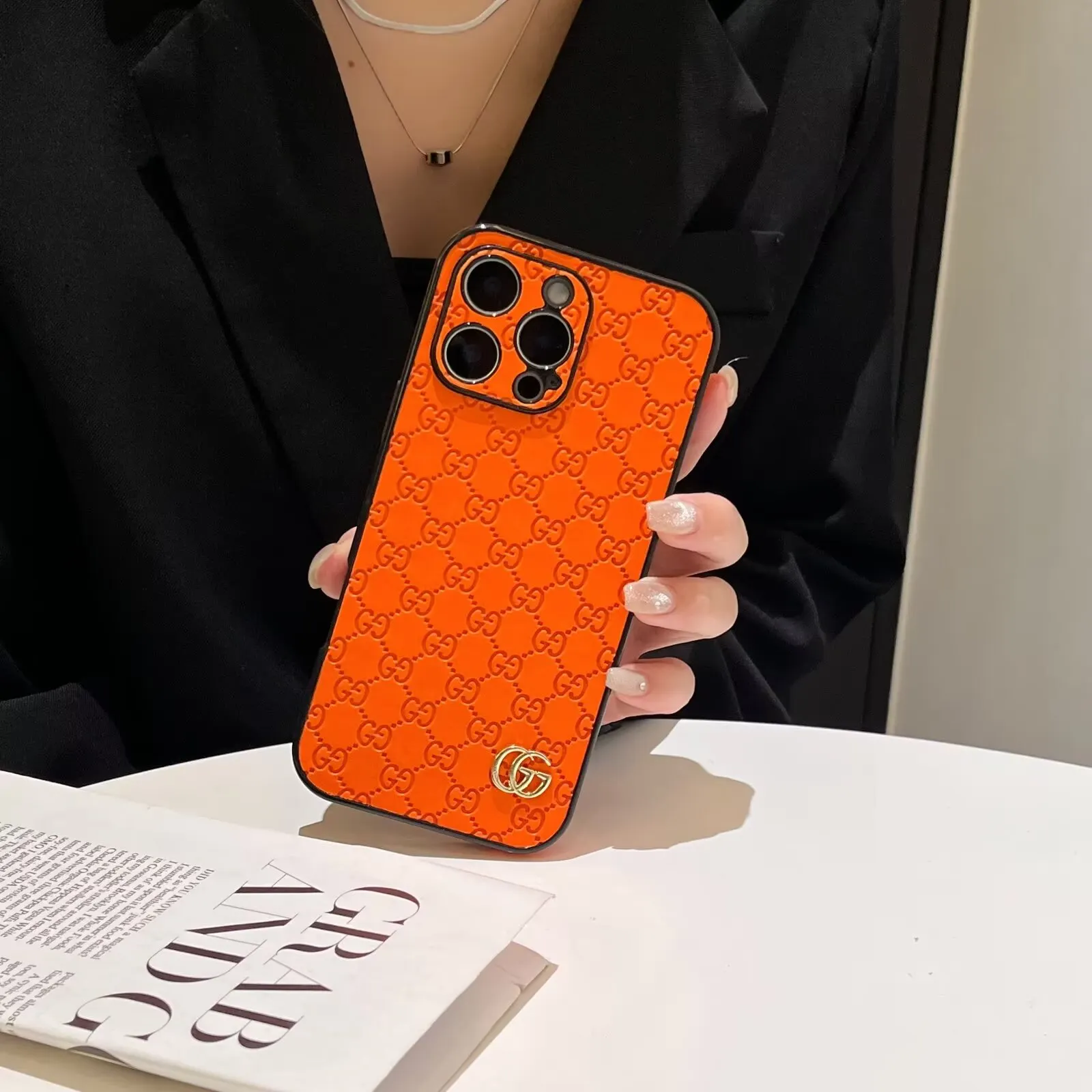3D Gucci Ophidia GG Embossed Leather Apple iPhone Cases