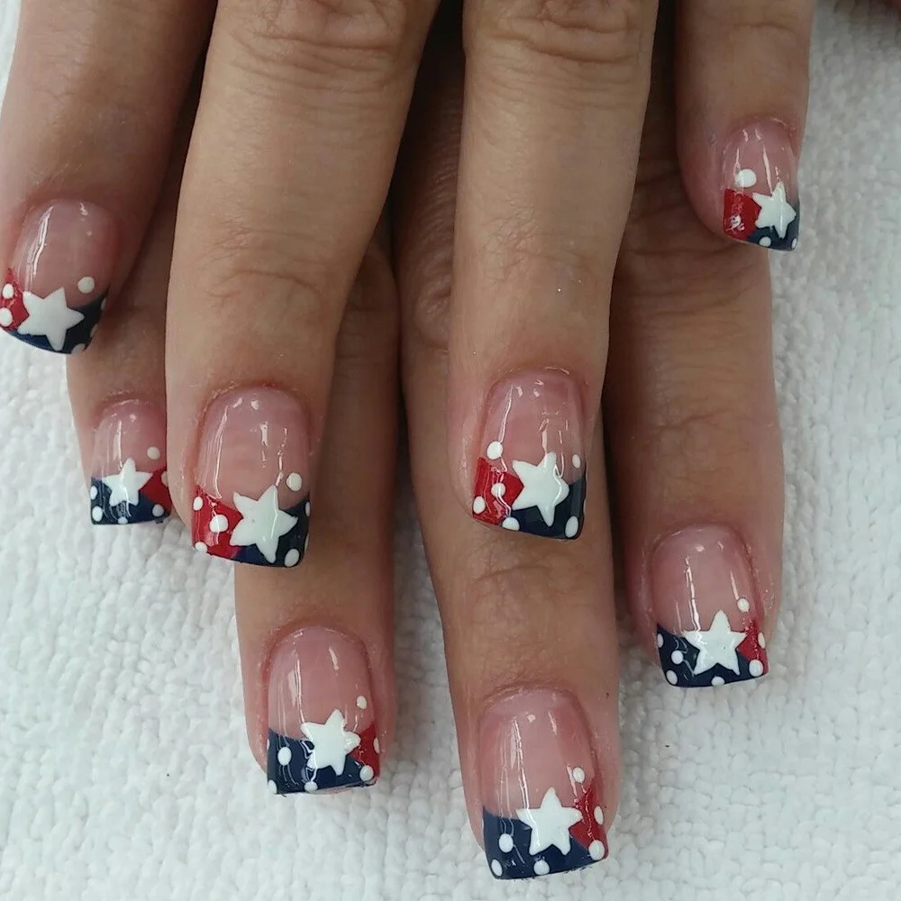 Churchf Independence Day Wave Point Big Star Wearing A Short Square Nail Patch Removable Finished Product