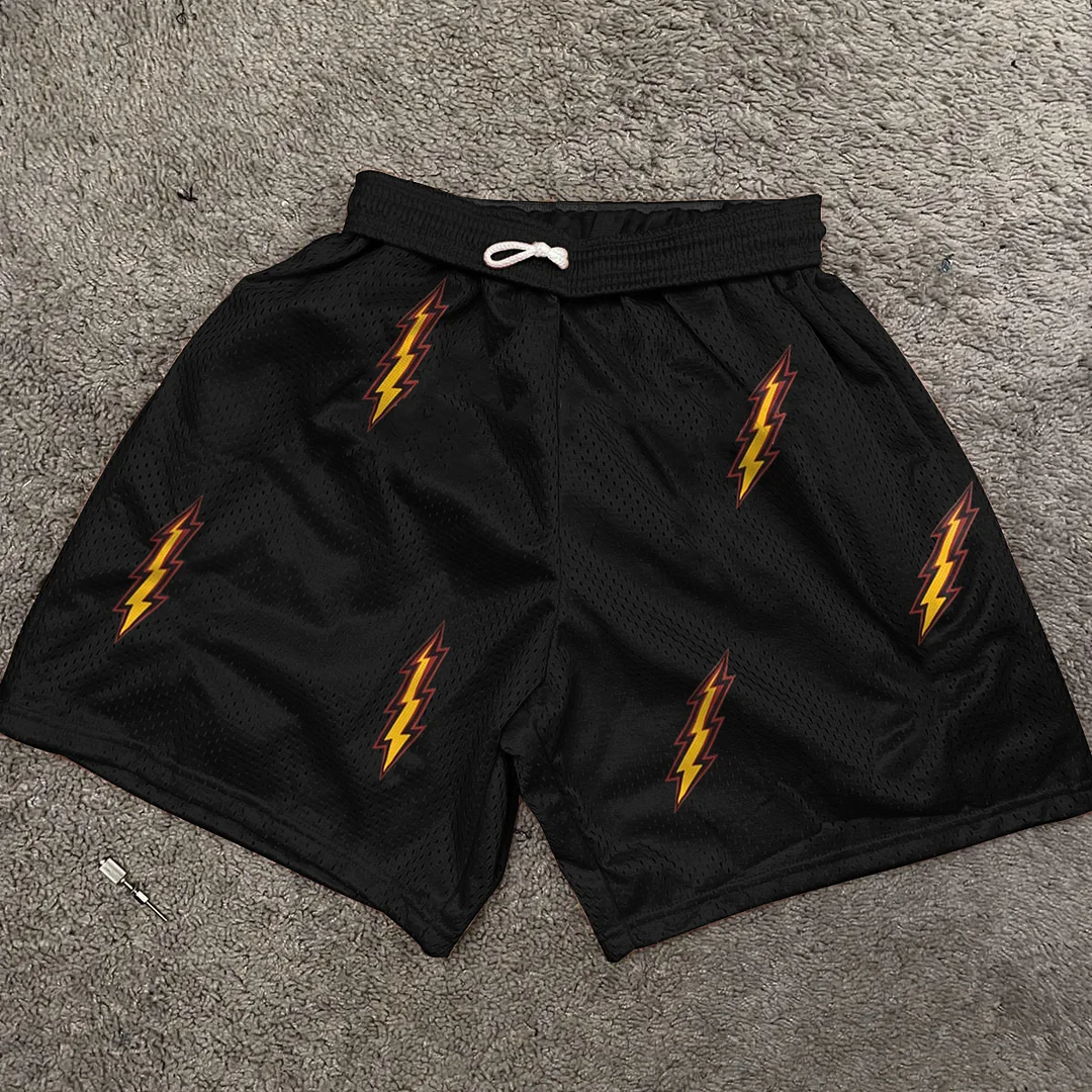Lightning fashion print sports casual shorts