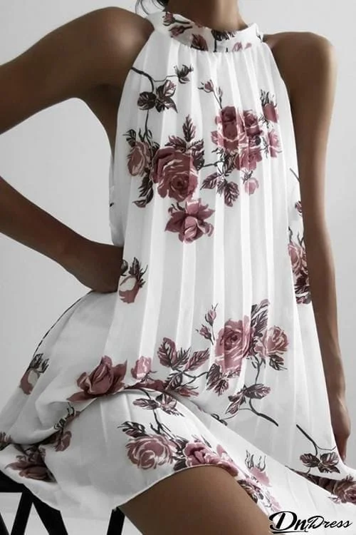 Floral Print Sleeveless Tank Mini Dress