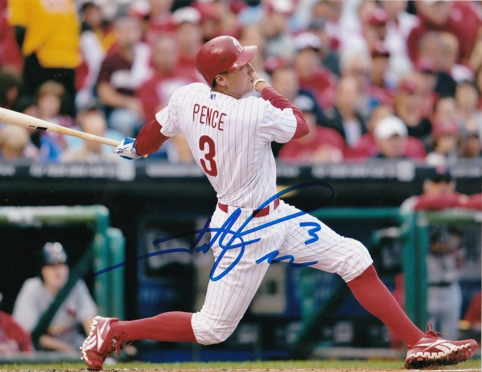 HUNTER PENCE PHILADELPHIA PHILLIES ACTION SIGNED 8x10