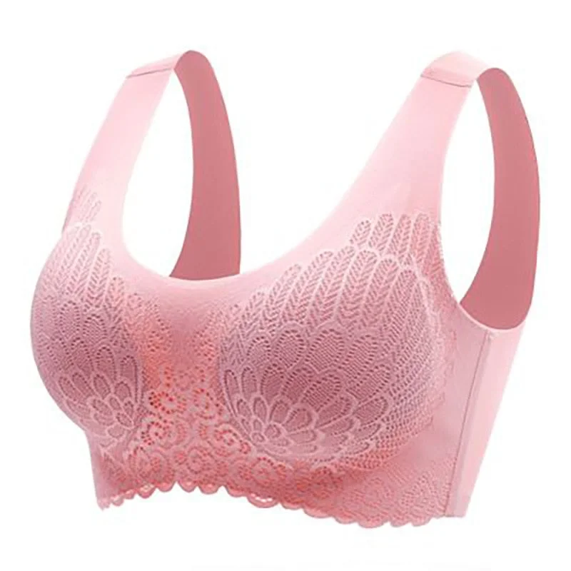 Jerrinut Plus Size Bras For Women Seamless Bra With Gathers Pad Comfortable Bralette Push Up Brassiere Bra Vest Wireless BH