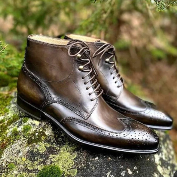 Men's Trendy Comfortable Low Heel Round Toe Front Lace-up Men's Low Boots