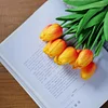 10 Stems | 13" Orange Real Touch Artificial Foam Tulip Flower Bouquets