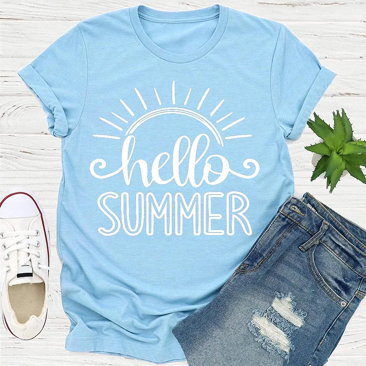 hello Summer life T-shirt Tee - 01430-Annaletters