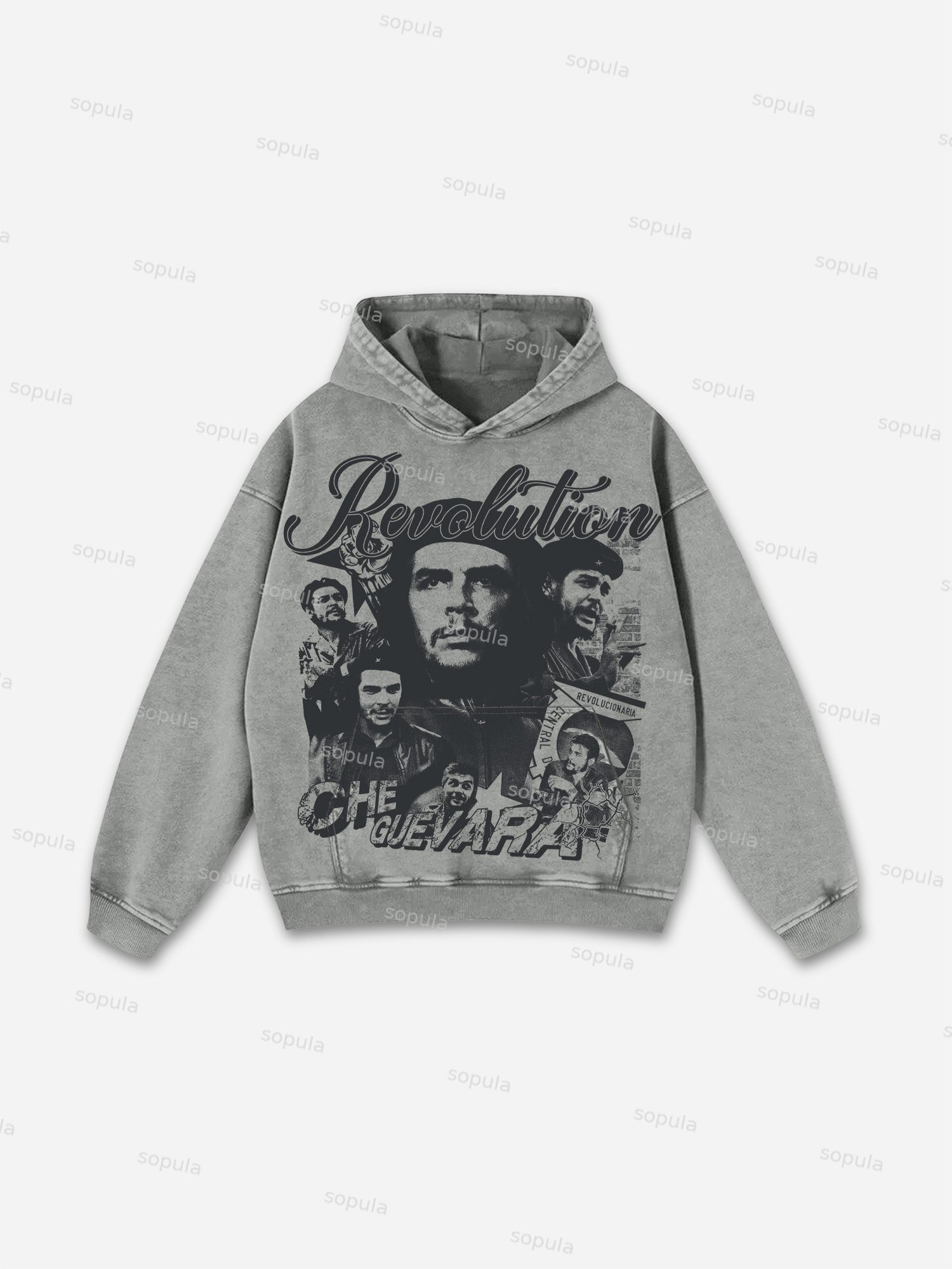 Sopula Revolution Che Guevara Vintage Graphic Washed Hoodie