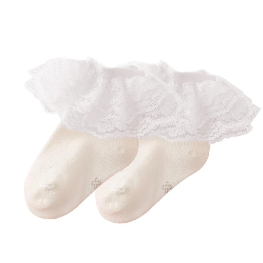 Infant Kids 1-12Years Baby Girls Princess Lace Ruffled Socks Solid Soft Anklet Pleated Ankle Lace Socks For Children