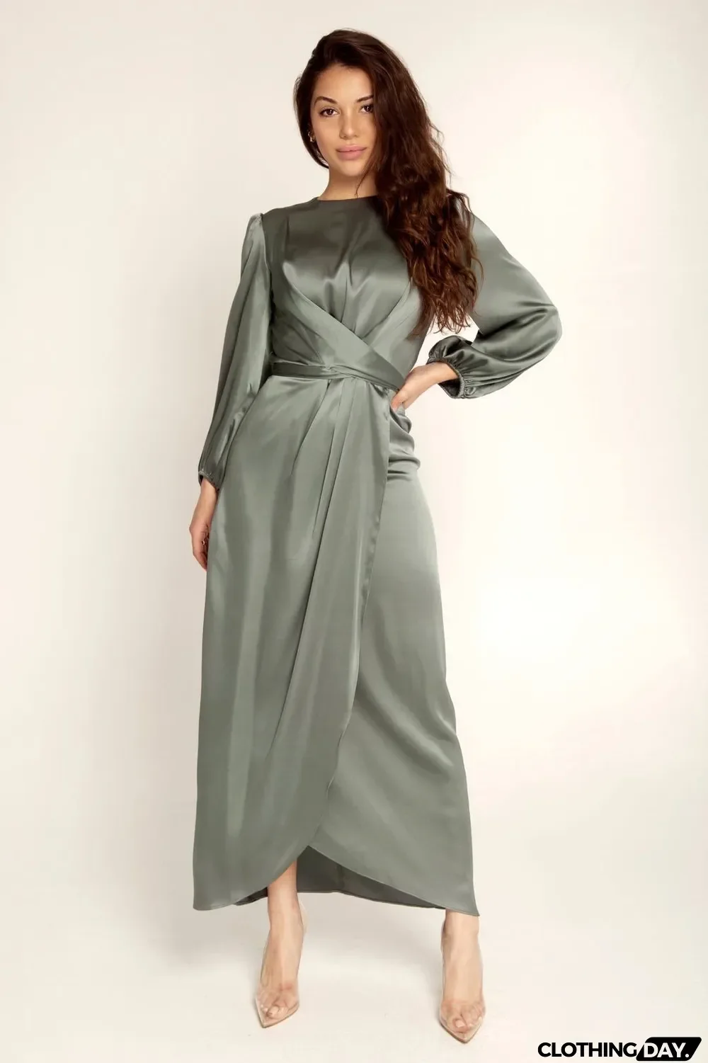 Feminine tunic dress,satin maxi dress in Dubai