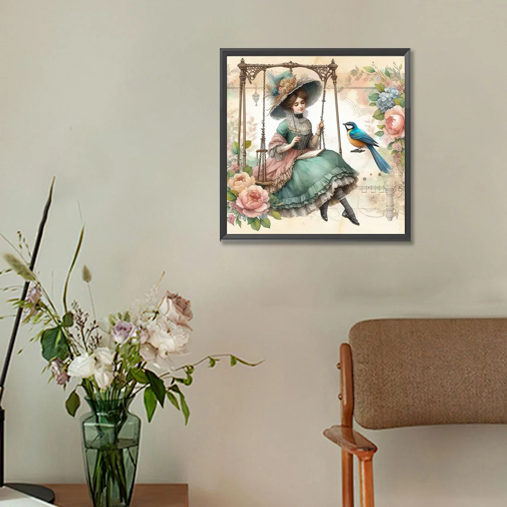 Diamond Painting - Full Round Drill - Swing Lady(Canvas|30*30cm)