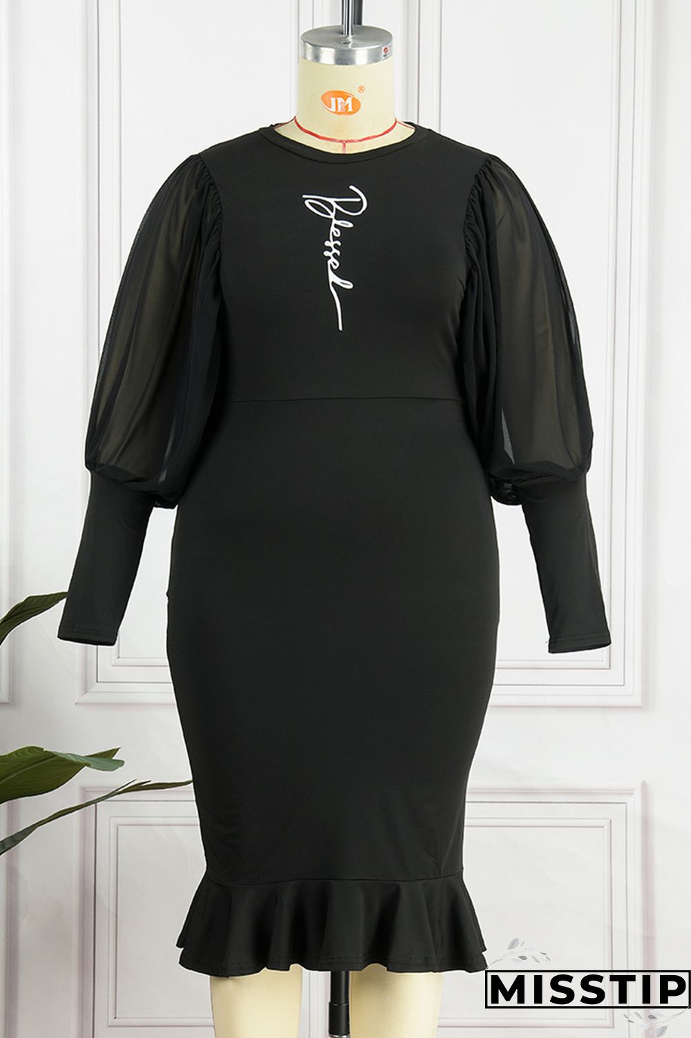 Orange Casual Print Patchwork O Neck Long Sleeve Plus Size Dresses