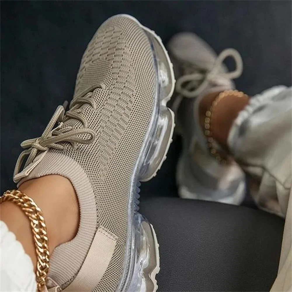 Women Breathable Sneakers 2021 Spring New Color Matching Mesh Lace Up Ladies Casual Shoes Outdoor Flat Sport Vulcanized Shoes