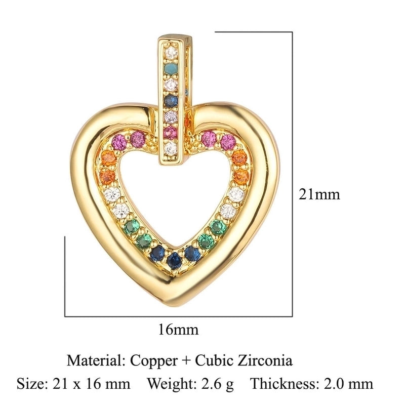 1 Piece Copper Zircon 18K Gold Plated Heart Shape Rose